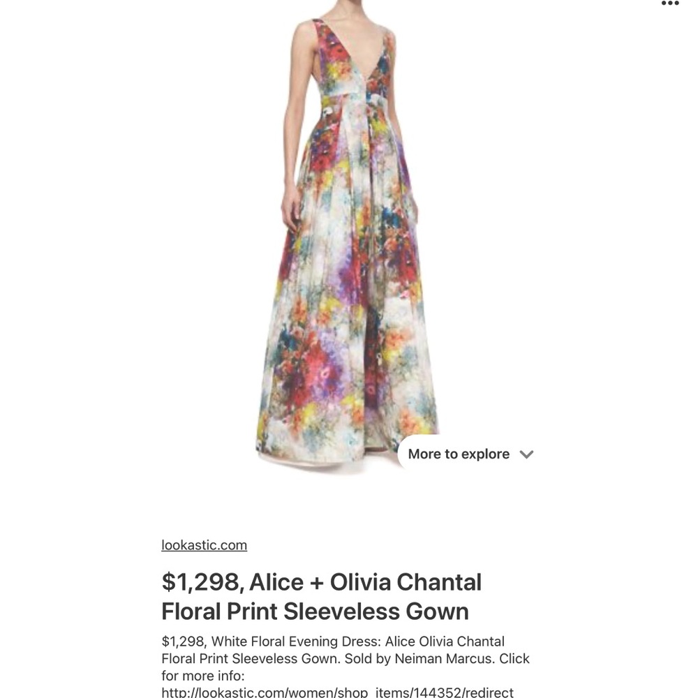 Alice & Olivia Chantal watercolor Monet maxi multi color rainbow wedding dress